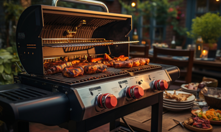 Gas BBQ with open lid
