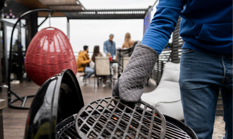 cleaning a BBQ grill after use