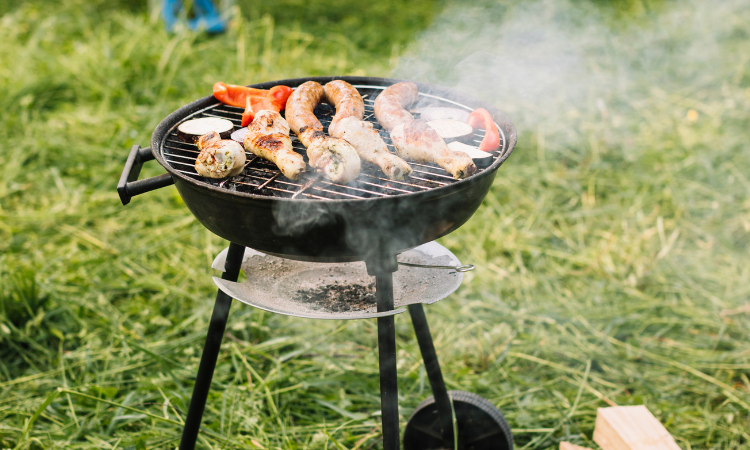 different BBQ food types with temperature chart