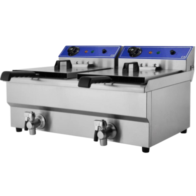 Refurbished Hamoki EF162V Twin Countertop Electric Fryer - 2 x 16 Litre Twin Tanks With
