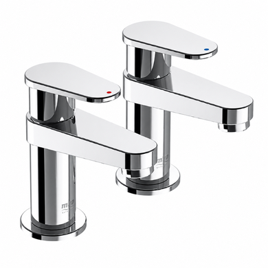 Mira Minimal Basin Pillar Taps Polished Chrome