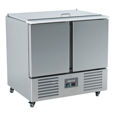 Hamoki S900 2 Door Saladette Prep Counter with Cutting Board - 240 Ltr