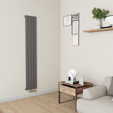 Eco Eleganza Anthracite Vertical Flat Aluminium Middle Connection Radiator 1800x300mm