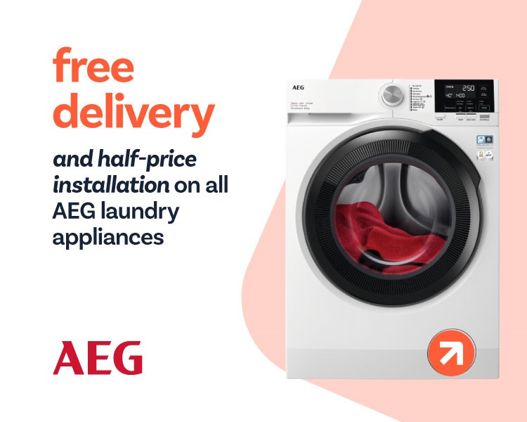  Free delivery and half price installation on all AEG Laundry appliances.
