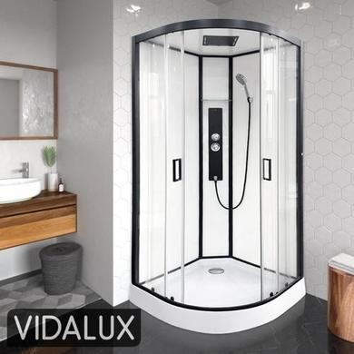 Black 900x900mm Hydro Shower Cabin Quadrant with Shower Tray & 2 Outlet Thermostatic