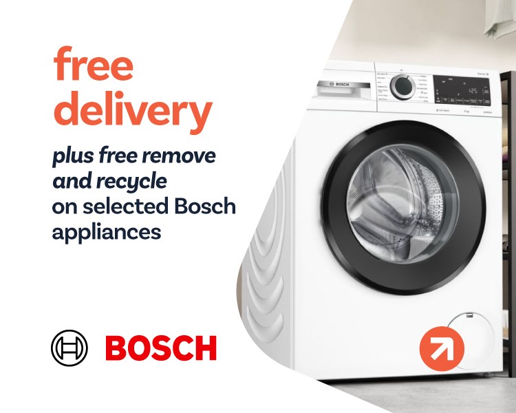 Free delivery and free removal and recycling on selected Bosch appliances.