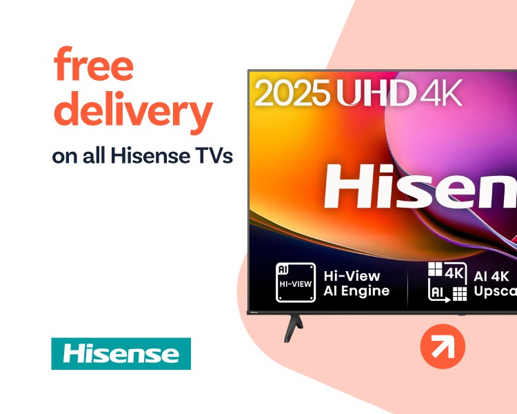 Free Delivery on selected Hisense TVs.