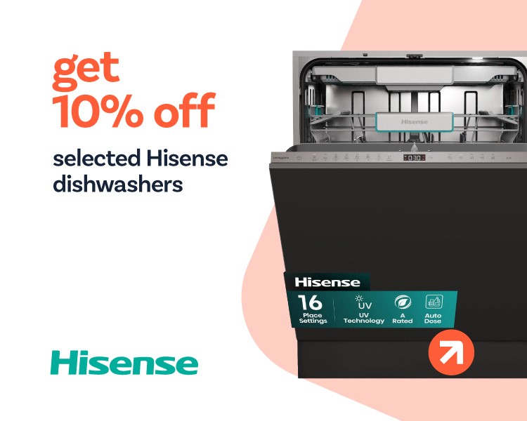 10% off selected Hisense dishwashers.