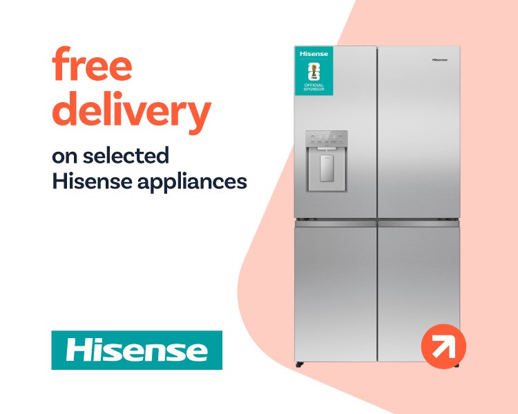 Free delivery on selected Hisense appliances.