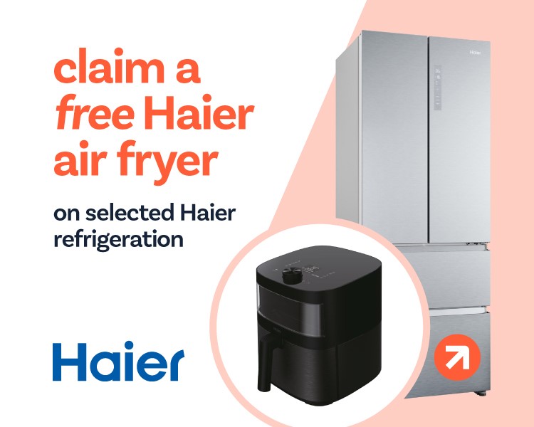 Claim a free Haier Air Fryer with selected Haier appliances.
