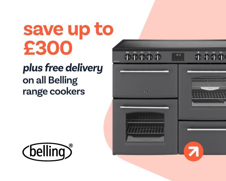 Save up to £300 plus free delivery on all Belling Range Cookers.