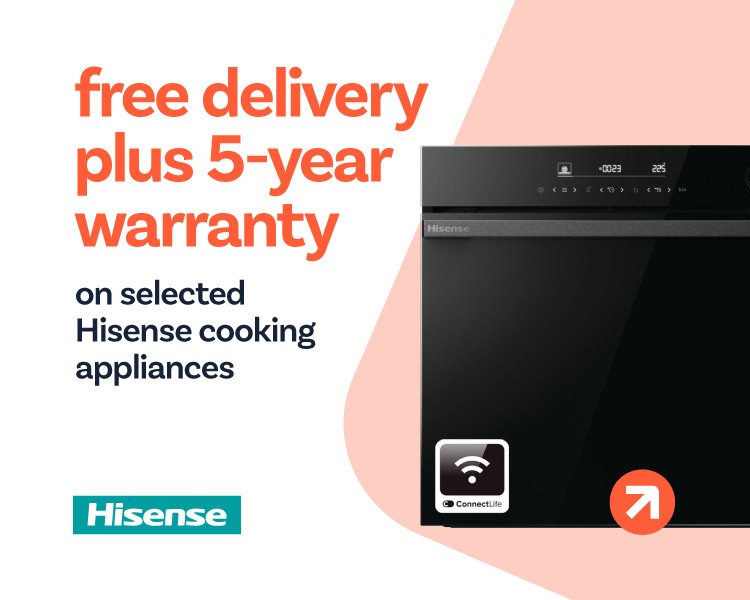 Free delivery plus a 5 year warranty on selected Hisense Ovens.