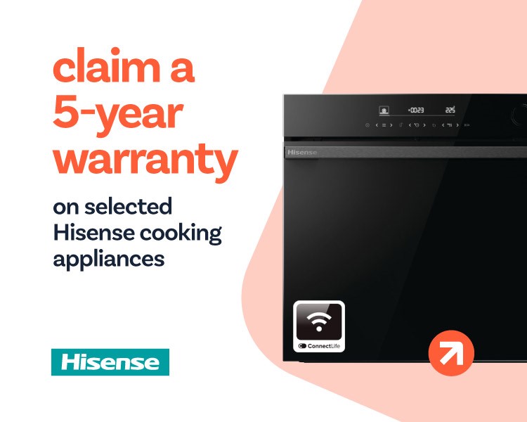 Free delivery plus a 5 year warranty on selected Hisense Ovens.