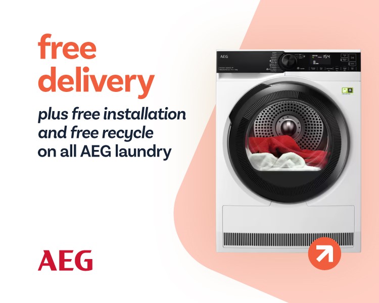 Free Delivery, Free Install & Free Recycle on AEG Laundry.
