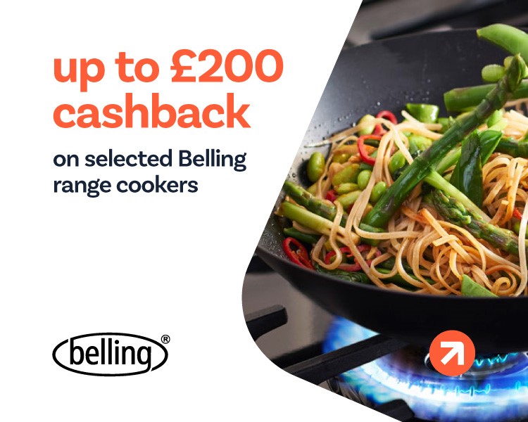 Up to £200 cashback on selected Belling range cookers.