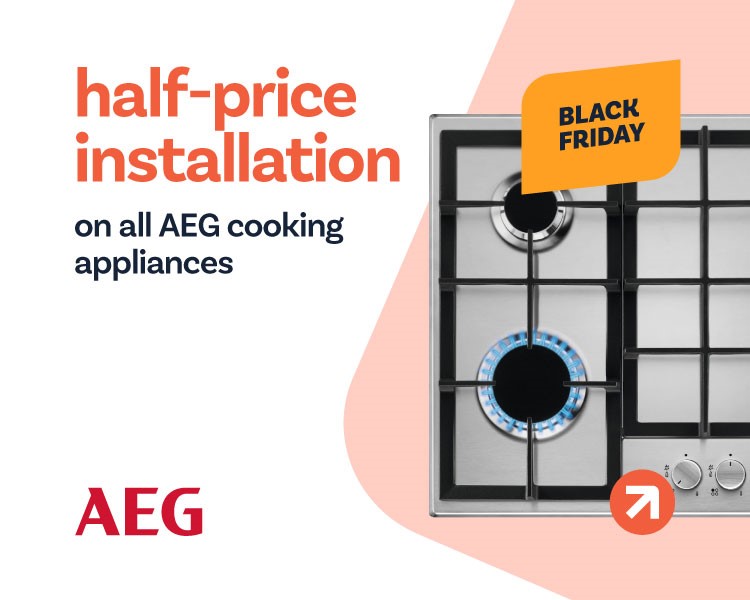  50% off installation on all AEG cooking appliances.