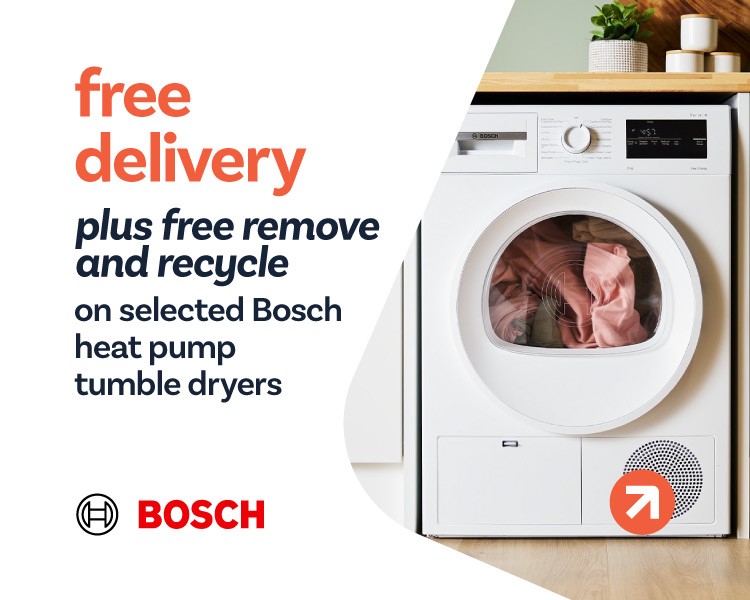 Free delivery & free remove and recycling on selected Bosch laundry appliances .