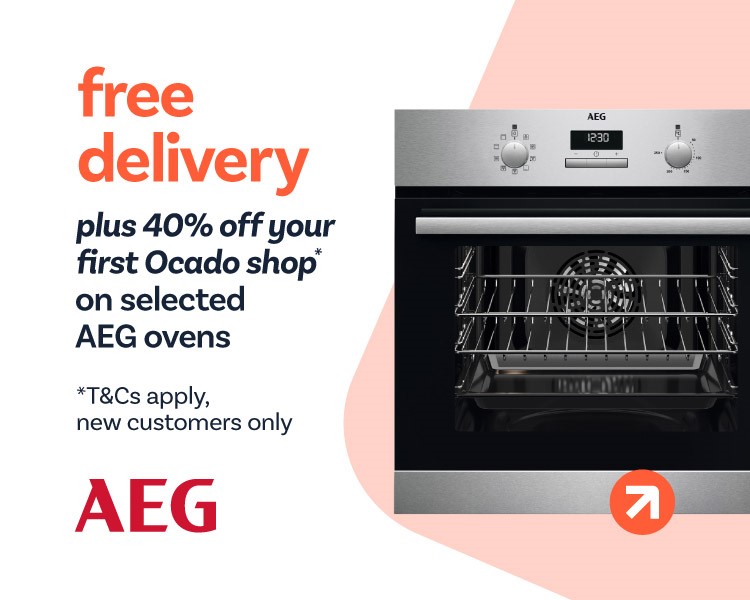 Free delivery plus 40% off your first Ocado shop on selected AEG ovens