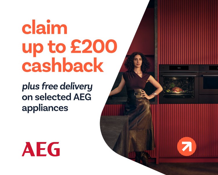 Claim up to £200 cashback on selected AEG appliances.