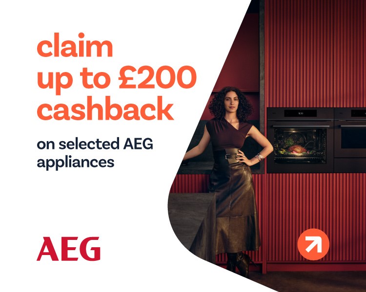 Claim up to £200 cashback on selected AEG appliances.