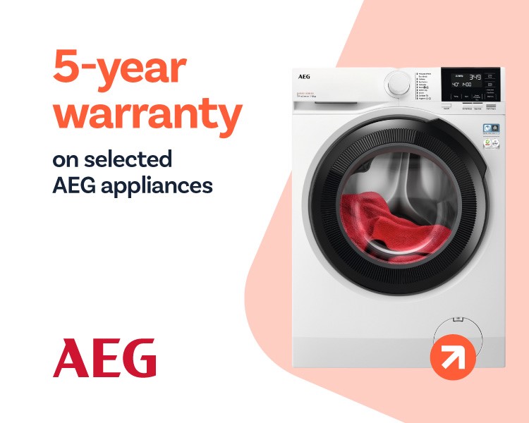 Claim a 5 year warranty on selected AEG appliances.