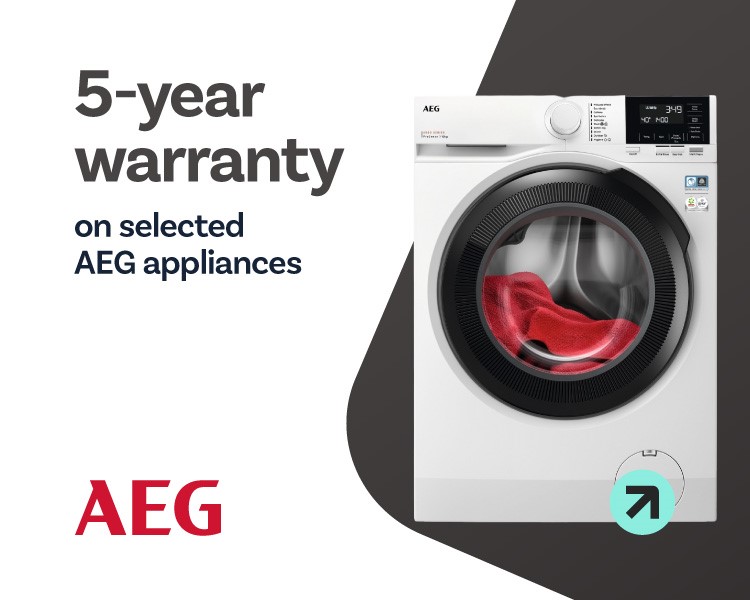 Claim a 5 year warranty on selected AEG appliances.