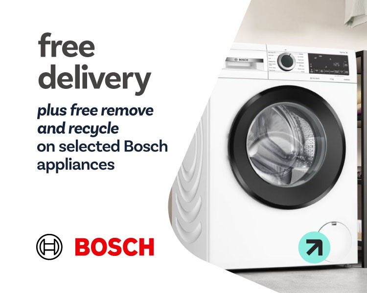  Free delivery & free removal and recycling on selected on Bosch appliances.