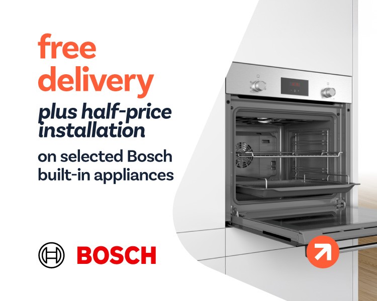 Half price installation on selected Bosch built in appliances.