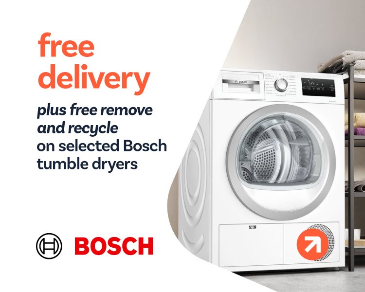 Free Remove & Recycle plus Free Delivery on selected Bosch Tumble Dryers.