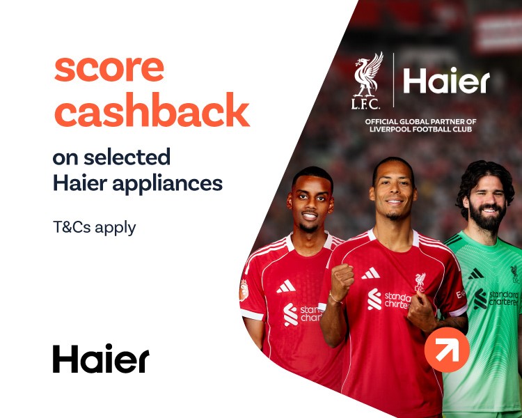 Score cashback on selected Haier appliances.