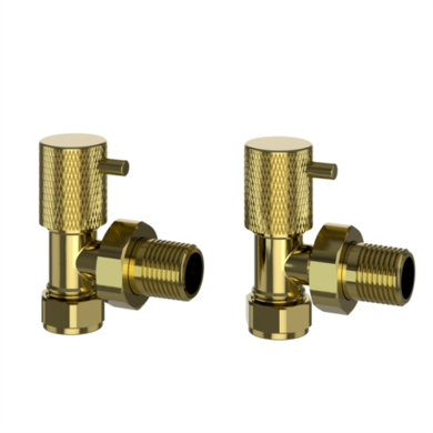 GRADE A2 - Brass Knurled Round Angled Radiator Valves