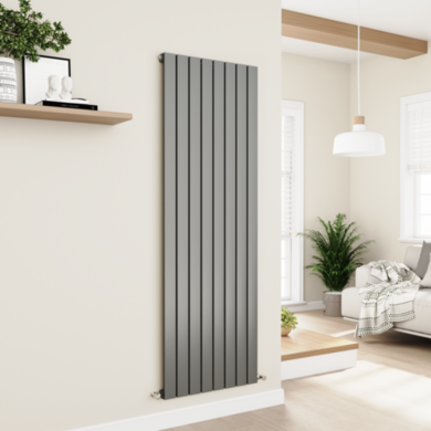 Refurbished - Eco Eleganza Anthracite Vertical Flat Designer Aluminium Radiator
