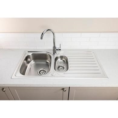 Abode Stria 1.5 Bowl Inset Stainless Steel Kitchen Sink with Nico Single Lever Chrome Tap