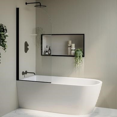 Freestanding Shower Bath Single Ended Left Hand Corner with Black Bath Screen 1650 x
