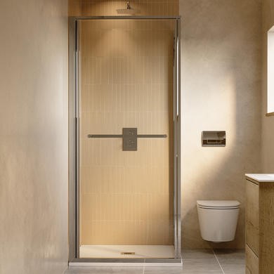 900x900mm Chrome In-Fold Sliding Shower Enclosure 6mm Glass and Low Profile Shower Tray -