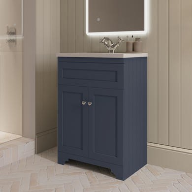 600mm Blue Freestanding Vanity Unit with Basin - Baxenden