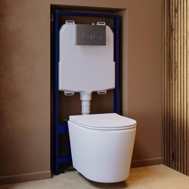 Matt White Wall Hung Rimless Toilet with Soft Close Seat