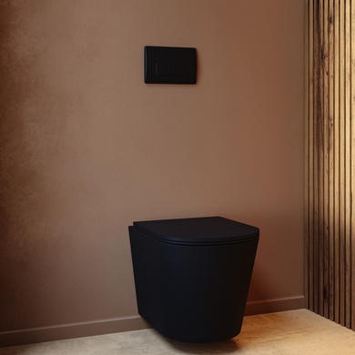 Matt Black Wall Hung Rimless Toilet with Soft Close Seat