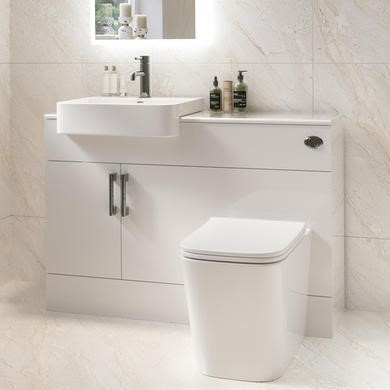 1200mm White Toilet and Sink Unit with Square Toilet - Harper