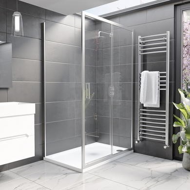 1200x900mm Chrome 8mm Glass Rectangular Sliding Shower Enclosure - Pavo