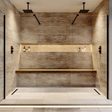 2300mm Black Double Shower Screen for Wet Room & Walk In Shower – Corvus
