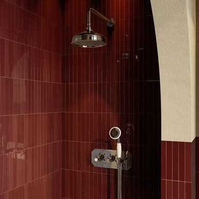 Chrome 2 Outlet Wall Mounted Thermostatic Mixer Shower Set with Integrated Hand Shower-