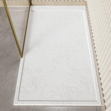 1200x800mm Rectangular Anti-Slip 30mm Slimline White Stone Resin Shower Tray – Coast
