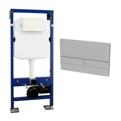 1180mm Wall Hung Toilet Frame & Satin Dual Flush Plate with Concealed Cistern - Live Your