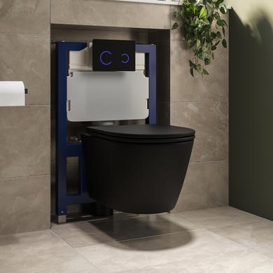 Matt Black Wall Hung Rimless Toilet with Soft Close Seat