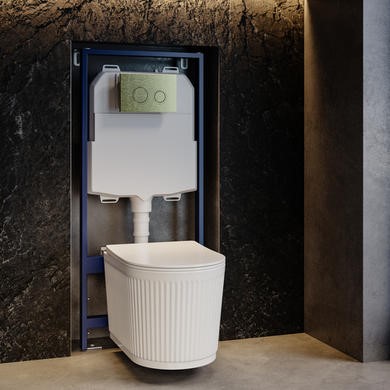 Fluted Wall Hung Rimless Toilet with Soft Close Seat
