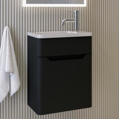 400mm Black Wall Hung Cloakroom Left Hand Vanity Unit with Basin - Pendle