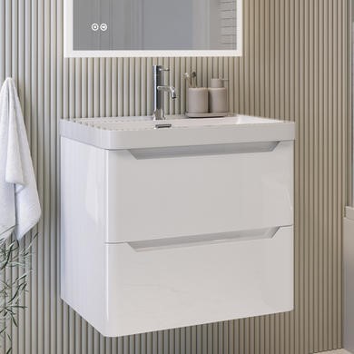 600mm White Wall Hung Vanity Unit with Basin - Pendle
