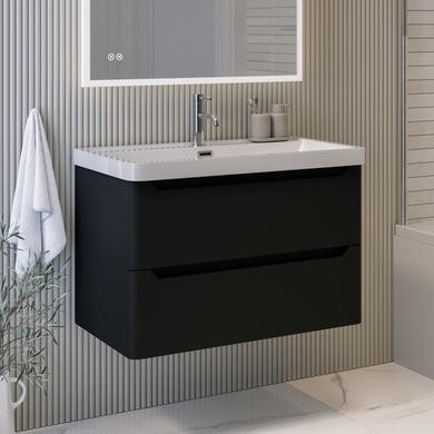 800mm Black Wall Hung Vanity Unit with Basin - Pendle