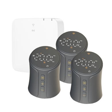 electriQ Smart TRV Valves (3 Pairs) with Zigbee Hub - Anthracite